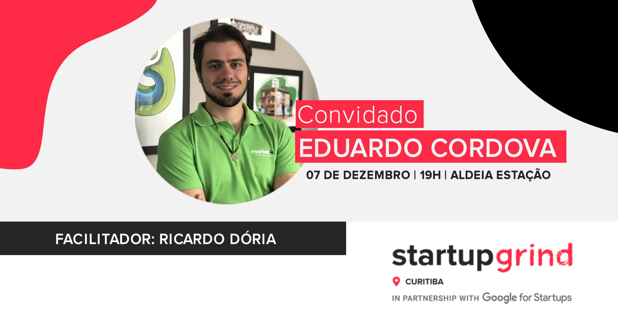Eduardo Cordova participa de Startup Grind, na Aldeia