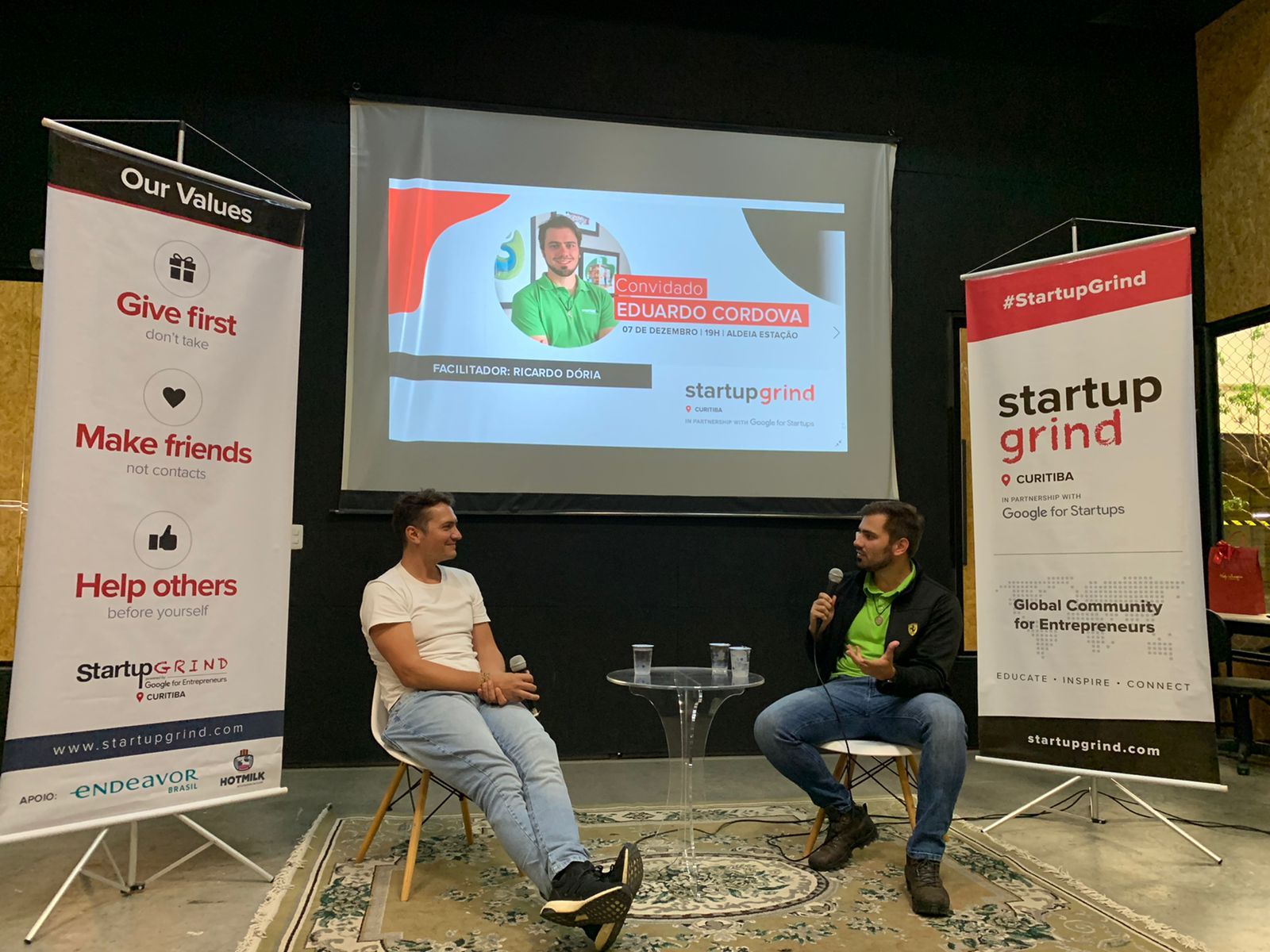 Ricardo Dória e Eduardo Cordova durante o último Startup Grind de 2021